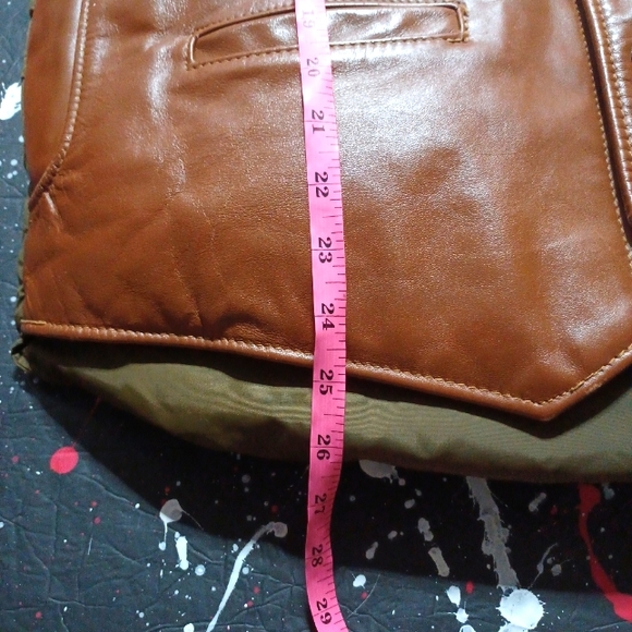 Schott NYC vintage 70s distressed leather down puffer hunting jacket / vest RARE - Picture 14 of 15